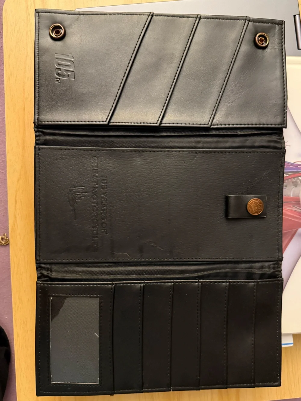 Harley-Davidson 105th Anniversary Black Leather Trifold Wallet